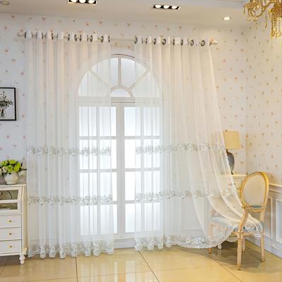 Transparente Vorhänge mit Blumenstickereien im europäischen Stil für das Wohnzimmer, luxuriöse transparente Voile-Paneele, Ösen an der Oberseite für das Schlafzimmer, luxuriöse Vorhangpaneele