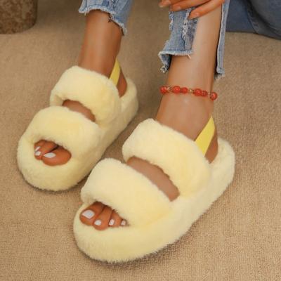 Fashion Women Fluffy Soft Sandals Designer Cozy Fashion Shoes Woman Classical Casual 2025 Winter New Slippers Home Sandalias De Mujer