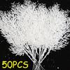 Christmas Artificial Pine Stems White Pine Branches Fake Plants DIY Xmas Tree Wreath New Year Party Gifts Table Decoration