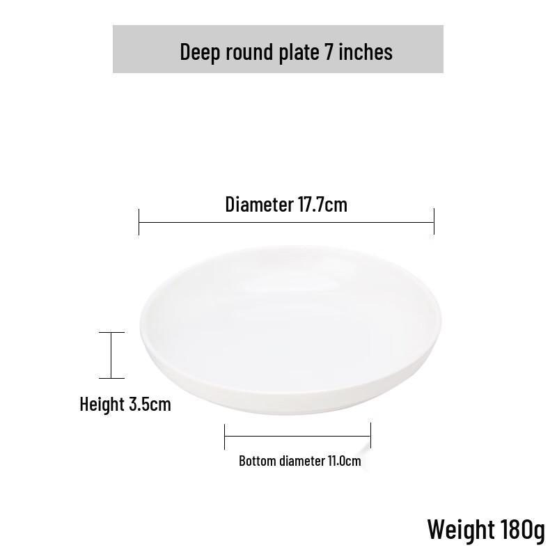 Qianxing 7-inch White Melamine Deep Round Plate