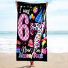 1PC Custom Name Happy 67th Birthday! Beach Towel Highly Absorbent And Sand-Resistant Towel for Swimming, Pool, Yoga, And Travel Lightweight