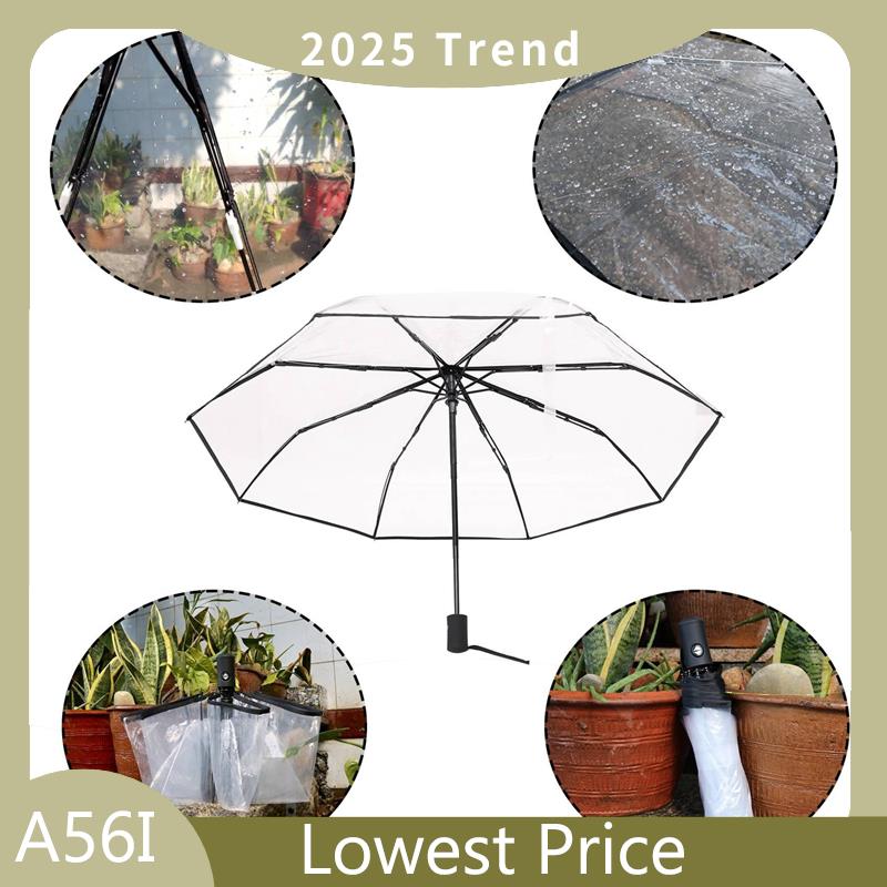 ABDD Transparent Umbrella Automatic Umbrella Rain Women Men Sun Rain Auto Umbrella Compact Folding Windproof Style Clear Umbrell