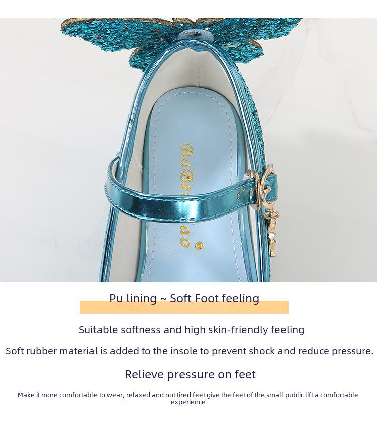 2025 neue koreanische Kristall Pailletten Prinzessin Schuhe für Mädchen mit weichen Ledersohlen