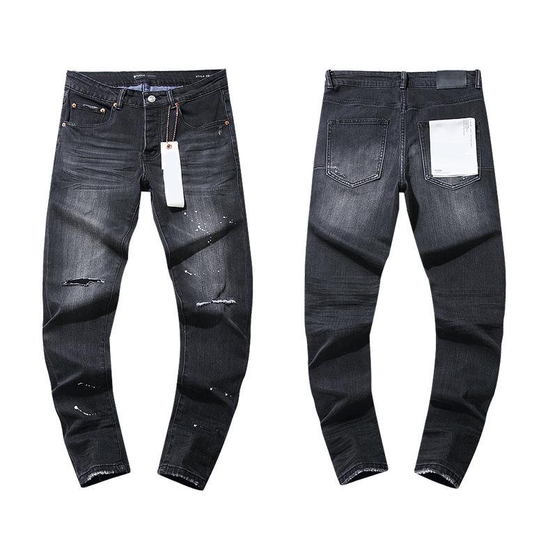 European and American Purple Slim Men's Trendy Light Luxury Elastic Jeans