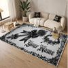 Skull Gothic Theme Soft Crystal Velvet Rug Custom Name & Text Print Non Slip Floor Rug for Bedroom Living Room