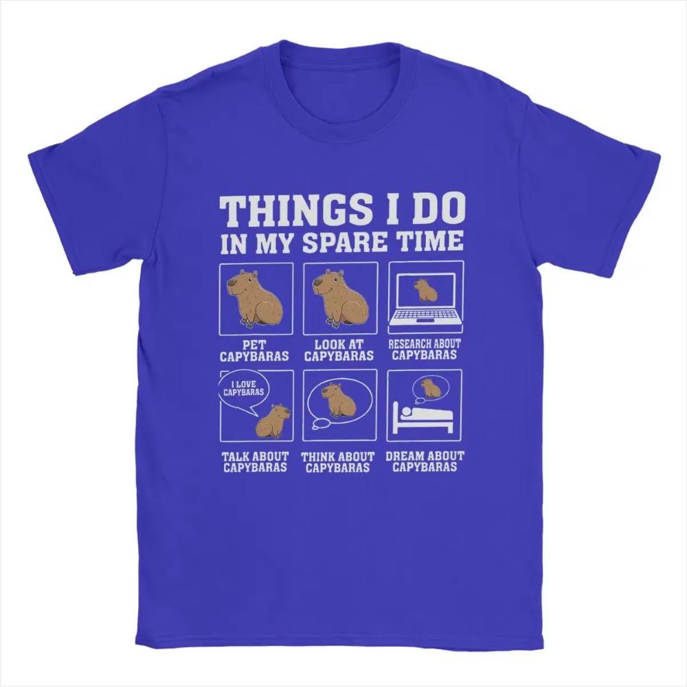 Awesome Things I Do In My Spare Time Capybara T-Shirts for Men O Neck  T Shirts Short Sleeve Tees Summer Clothing