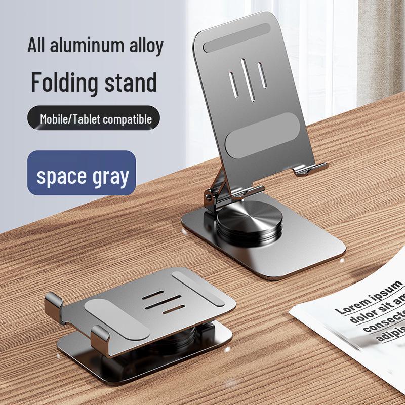 Rotatable Metal Phone & iPad Holder for Desktop - Portable, Folding, and Perfect for Live Videos