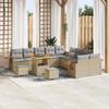 13-piece Garden Sofa Set with Beige Cushions Poly Rattan Acacia 3365182