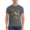 Steampunk Octopus Gold Watercolor Home Tshirt Street Lazy Full Texture Basic Tee