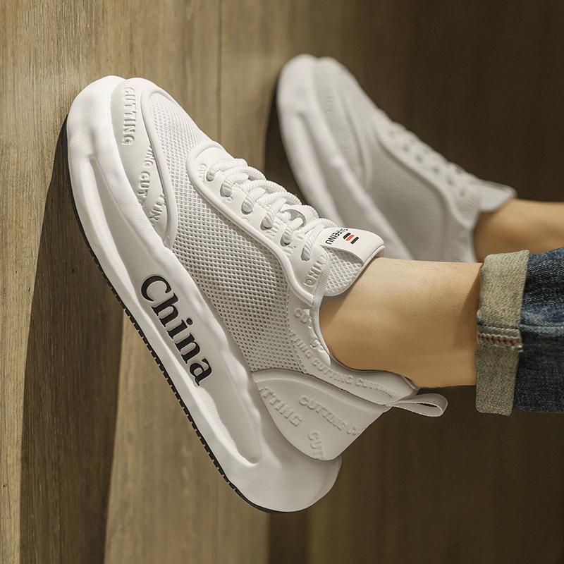 Summer breathable thin mesh thick-soled Forrest Gump board shoes casual sports net shoes running hollow trendy shoes