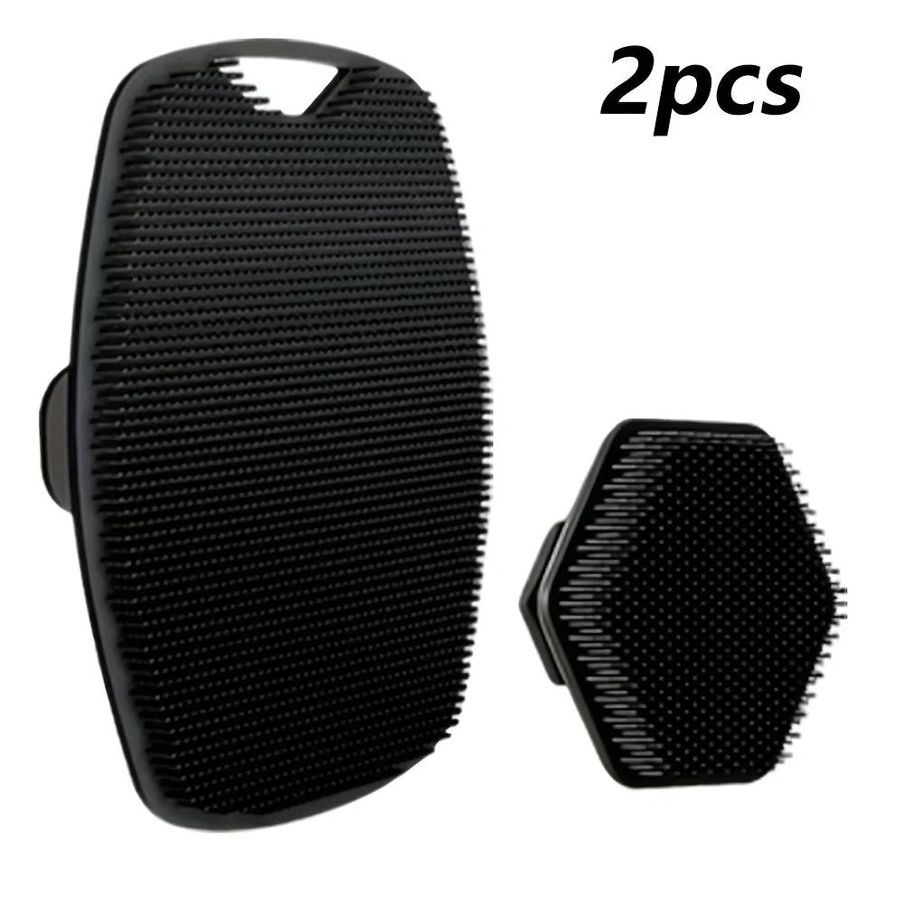 2Pcs Silicone Bath Scrubber Double Side Hexagon Exfoliating Brush Dead Skin Clean Scalp Massage Shower Gear Bathing Tools