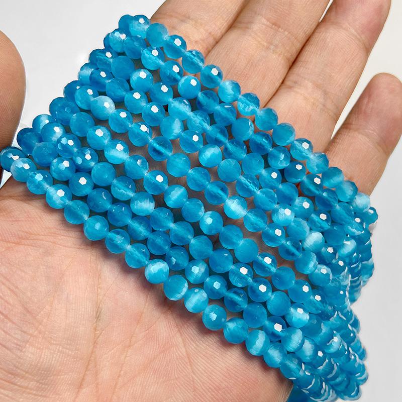 6MM Faceted Round Spacer Gem Stone Beads Loose Crystal Quartz Jaspers Bead For Beadwork Jewelry Making Women Bracelet Necklace