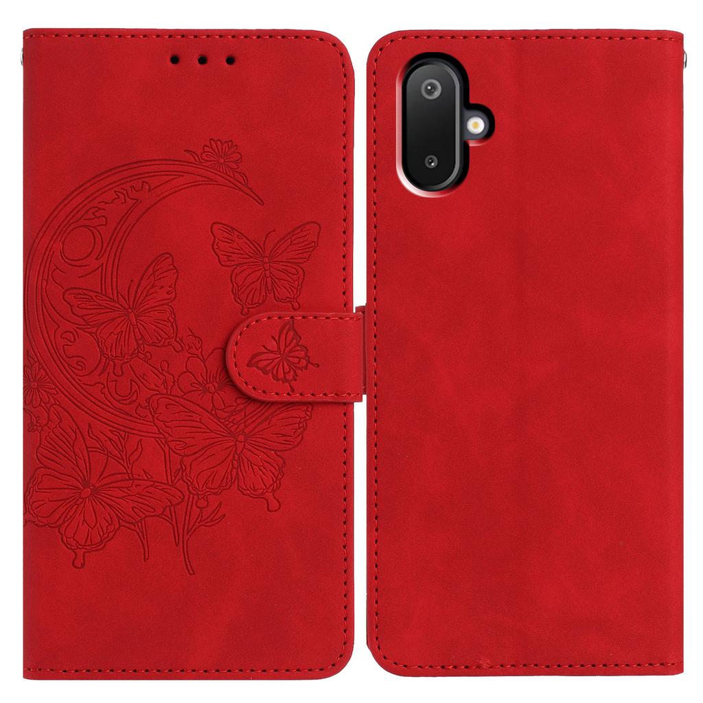 Für Samsung Galaxy M06 5G/F06 5G Hülle Schmetterling Blume Geprägt PU Leder Brieftasche Ständer Handyhülle