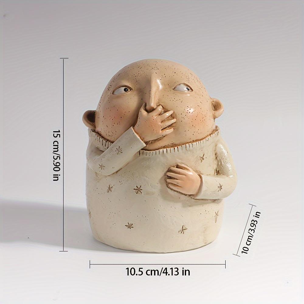 Funny Nose-Pinch Boy Statue - Whimsical Cream & Blue Resin Decor. Playful Desk Art & Perfect Gift!