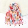 Luxury Brand Designer Scarf Vintage Blue Floral Print Scarf for Women Autumn Winter Scarves Neck Warmer Printed Hijab