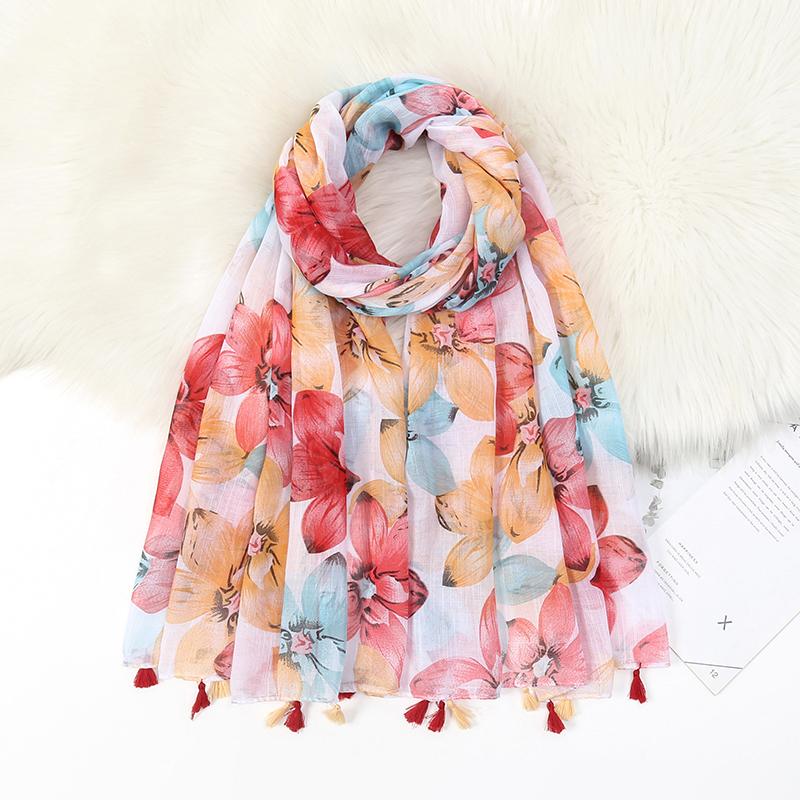 Luxury Brand Designer Scarf Vintage Blue Floral Print Scarf for Women Autumn Winter Scarves Neck Warmer Printed Hijab