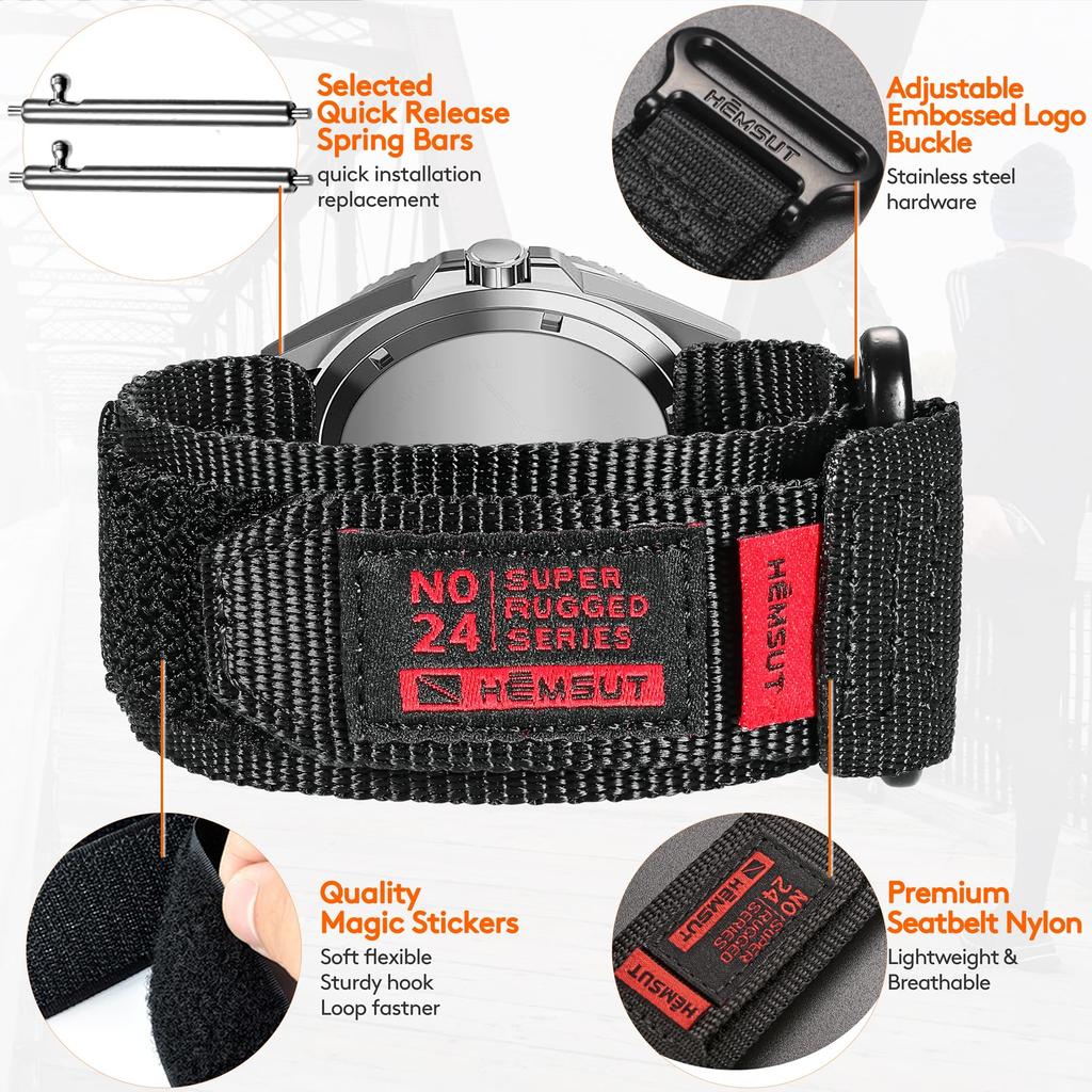 Szybko odpinany pasek do zegarka Casio Duro 22mm Nylonowy Sportowy Zamiennik MDV106-1AV / MTP-VD01 / MTP-VD02 / MTP-1374,