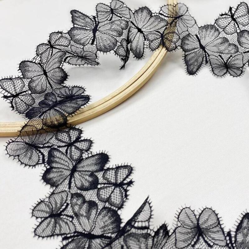

1 Ярд/91СМ Черный Белый Кружево с Бабочками Аксессуары DlY Ручная Работа Декоративные Кружевные Аксессуары чёрный