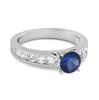 Blauer Saphir Runder Solitär Statement Ring - 925 Sterlingsilber