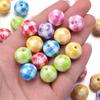 10pcs/lot 16mm UV Color Plaid Acrylic Beads Round Spacer Loose Beads For Jewelry Making DIY Earring Bracelet Crafts Accessories