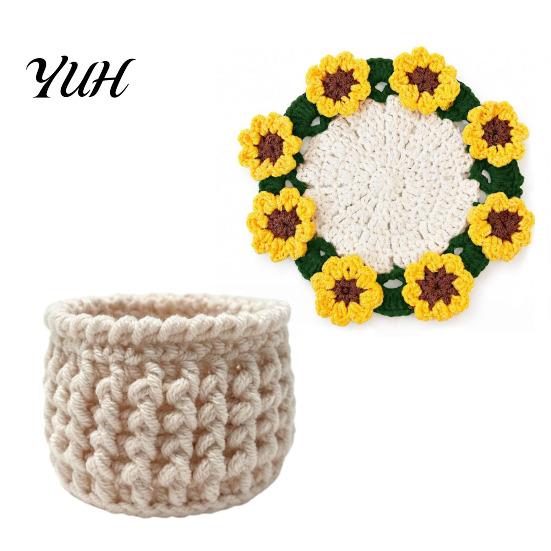 Botanical Room Decoration Crochet Flower Bouquet Coaster, Handmade Knit Rose Mug Mat Transforms Into Bouquet, 2-in-1 Floral Table Decor for