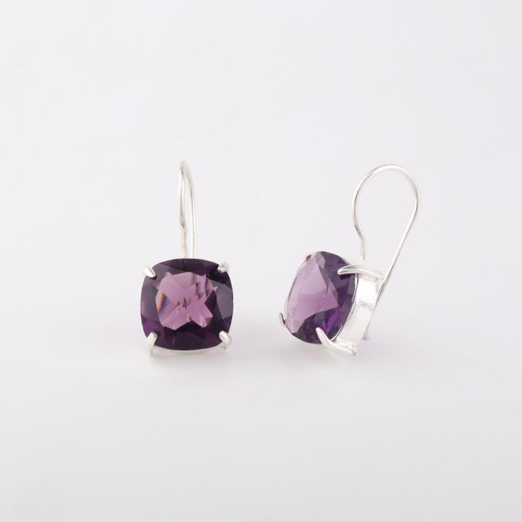 Amethyst Gemstone 925 Sterling Silver Jewelry Handmade Drop/Dangle Earrings 1" EE-172-4