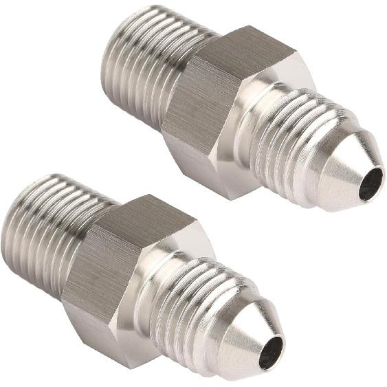 4AN Male Flare to 1/8 NPT Pipe Male Stainless Steel Straight Fitting Adapter Union Connector