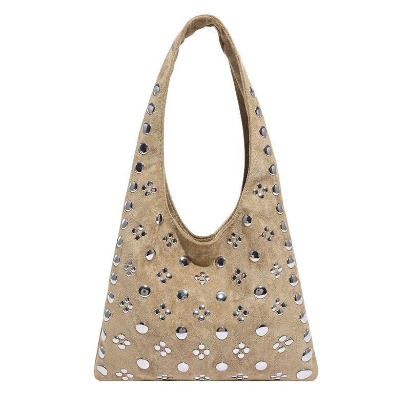 

Bag Women s High-quality Suede Commuter Armpit Niche Rivet Hot Girl Bucket