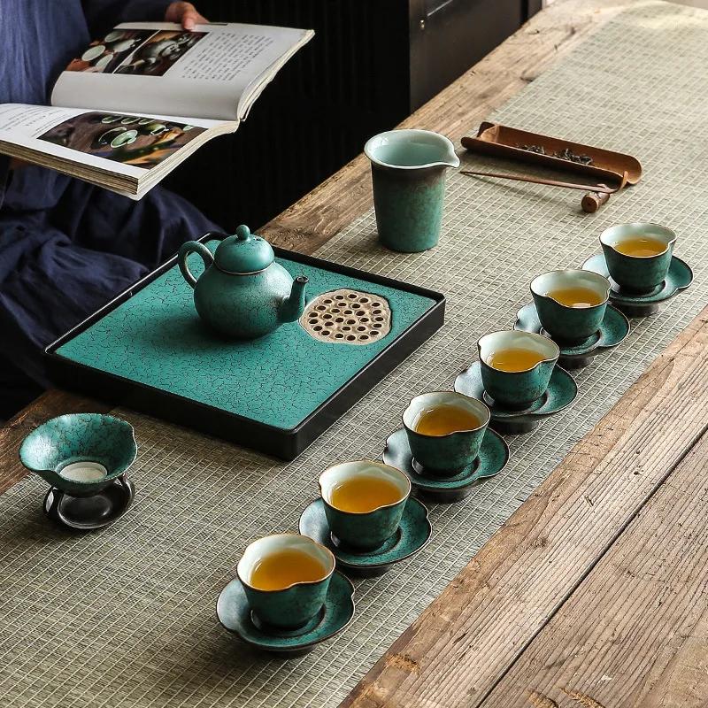 Japanese Style Kiln Baked Spearmint Teapot Ceramic Pot Simple Kung Fu Tea Set Ball Hole Filter Small Size Tea Maker Tea Kettle