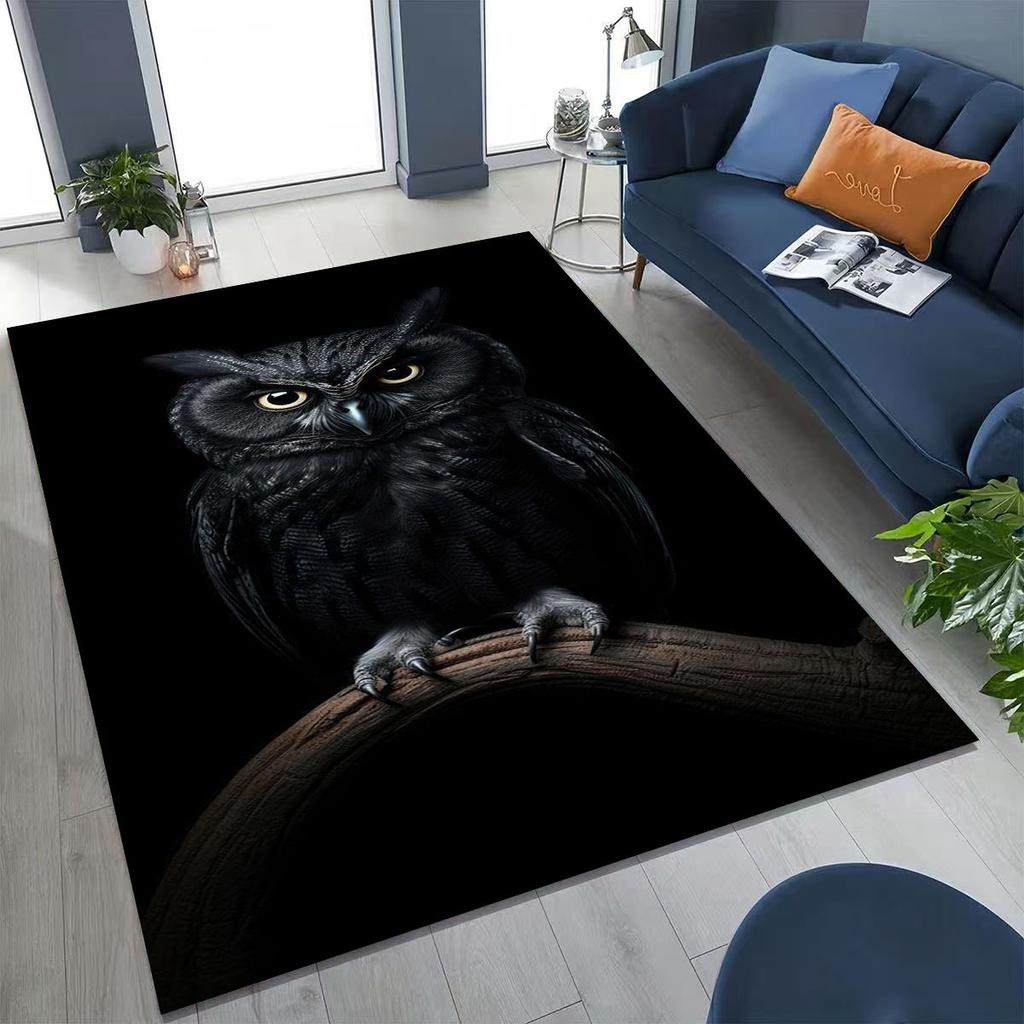 New Mysterious Owl Colorful Cartoon Birds Rug for Bedroom Living Room Sofa Home Doormat Decor,Large Kid Non-slip Floor Mat