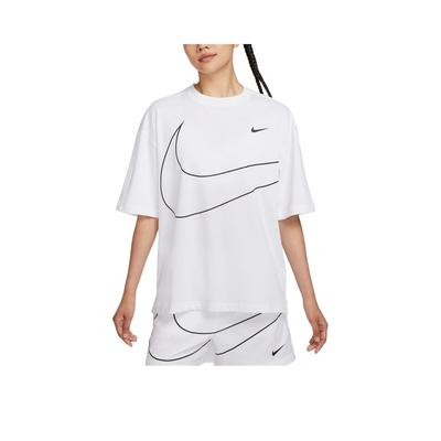 Sportbekleidung Swoosh Oversized Rundhals Kurzarm T-Shirt Damen T-Shirts Weiß HQ1581100