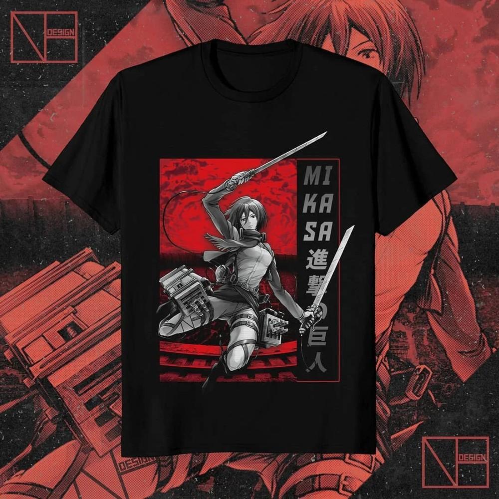 Anime Attack On Titan Mikasa Ackerman Warrior Black T-Shirt #1 Unisex T-Shirt XXXL