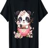 Otaku Kawaii Anime Panda Eat Ramen Noodles Cherry Blossom T-Shirt(2)
