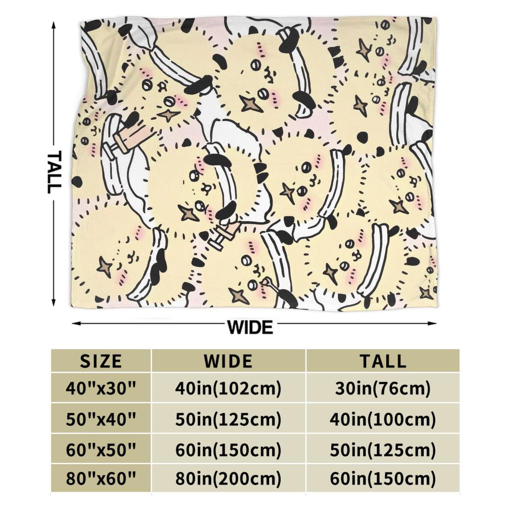 Cute Chiikawa Racco Blanket Fleece Printed Usagi Hachiware Breathable Soft Throw Blankets for Sofa