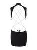 IAMGIA Strappy Backless Mini Dress with Metal Butterfly Cut-Out Waist and Hip-Hugging Skirt