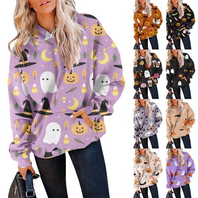 Damen Herbst und Winter Halloween Bedruckter Pullover mit Kapuze, Langarm, modisches Sweatshirt