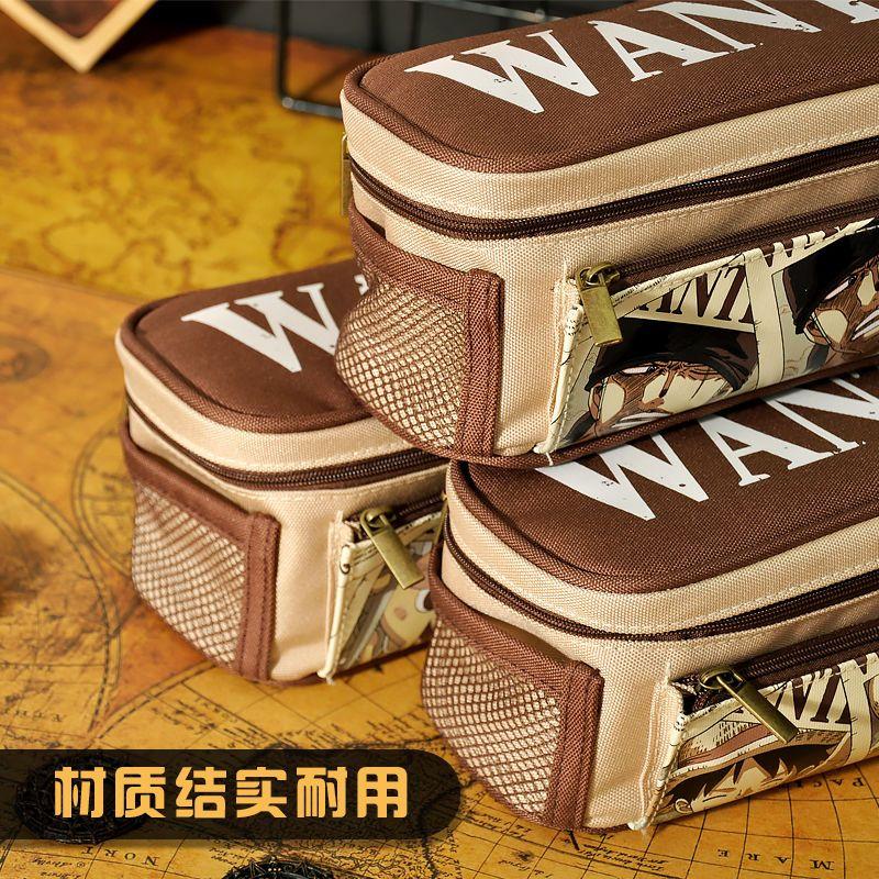 One Piece Luffy pencil pouch student pencil pouch boys plus girls big capacity fashionable pencil case anime figure office supplies