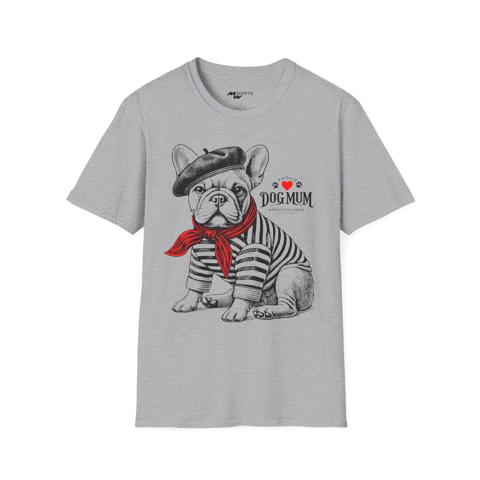 Proud Dog Mum T-Shirt: Vintage French Bulldog Engraving L