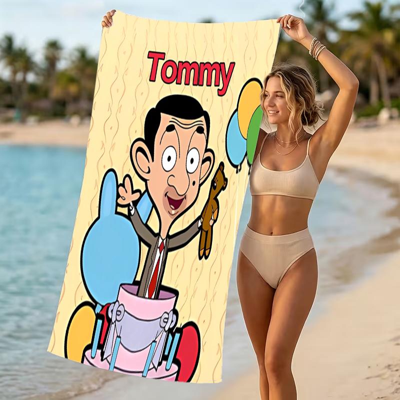 Customizable personalized beach towels Mr. Bean themed designs.Suitable for the beach, yoga, sports;ideal as beach accessories