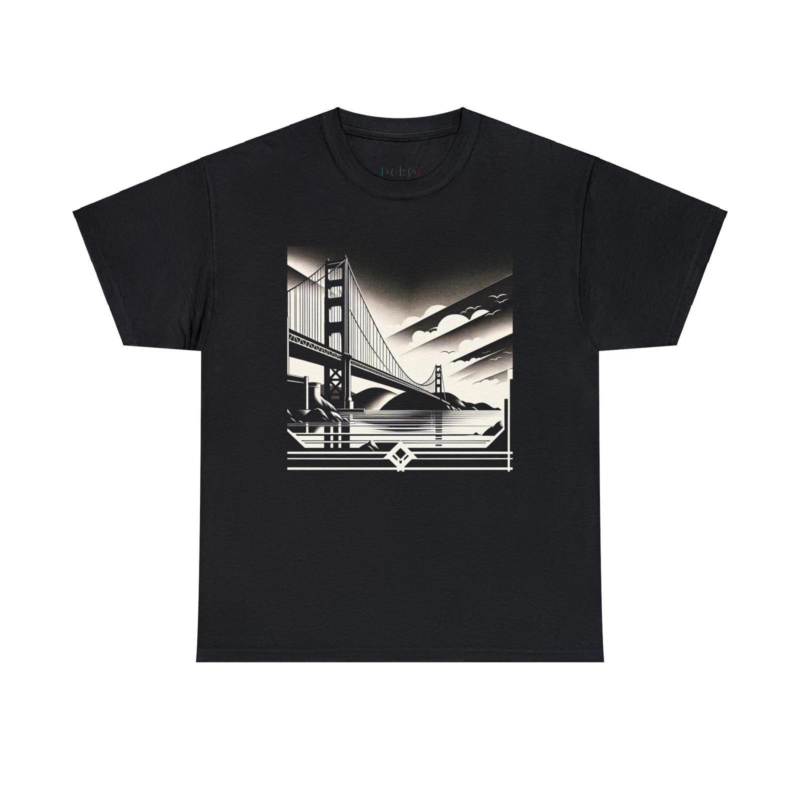 Unisex Adult T Shirt Designer Art Deco Golden Gate Bridge Monochrome Travel Tee S