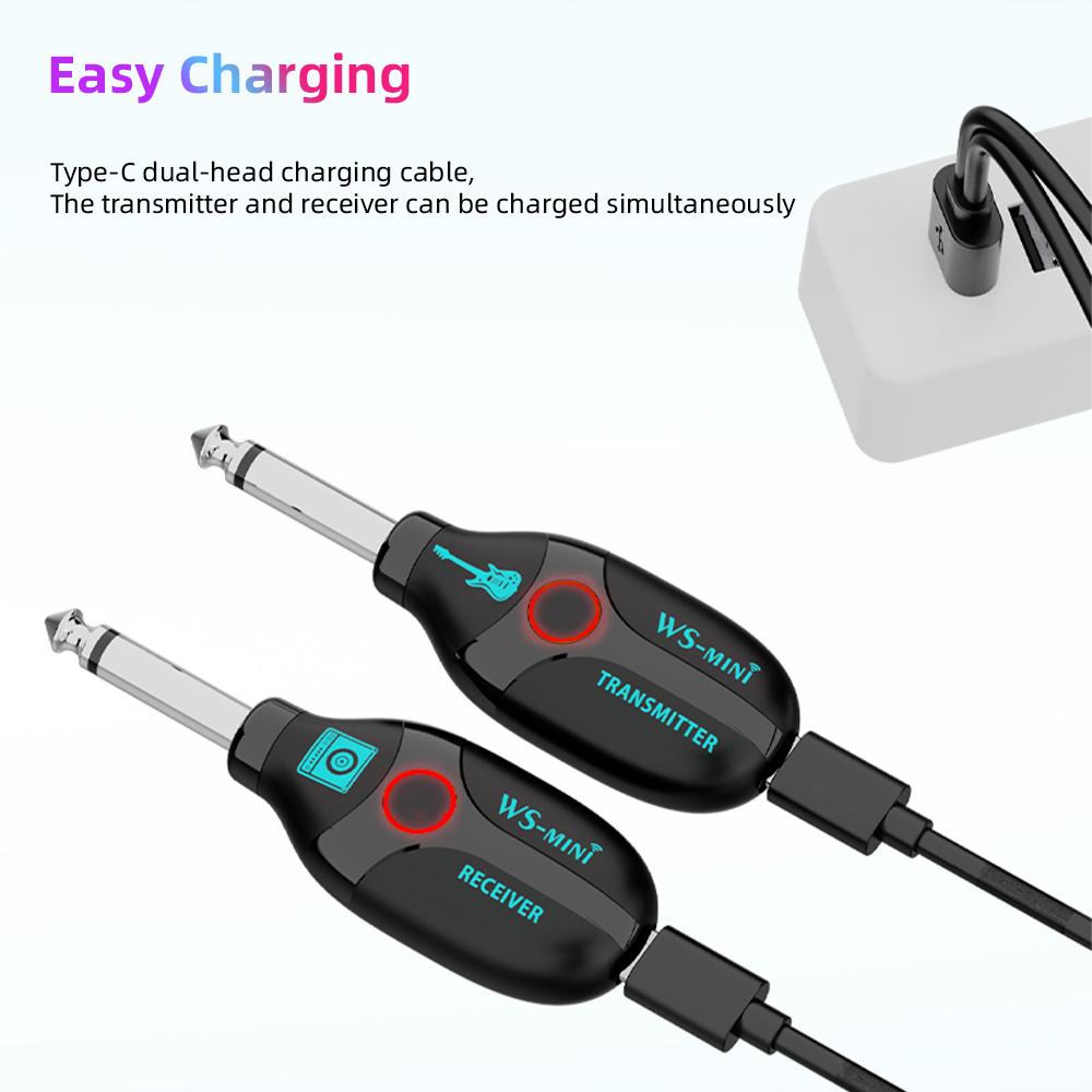 2,4G bezdrátový kytarový systém 48K/16bit přenos v reálném čase, dobíjecí 4 kanály nejsou vyžadovány