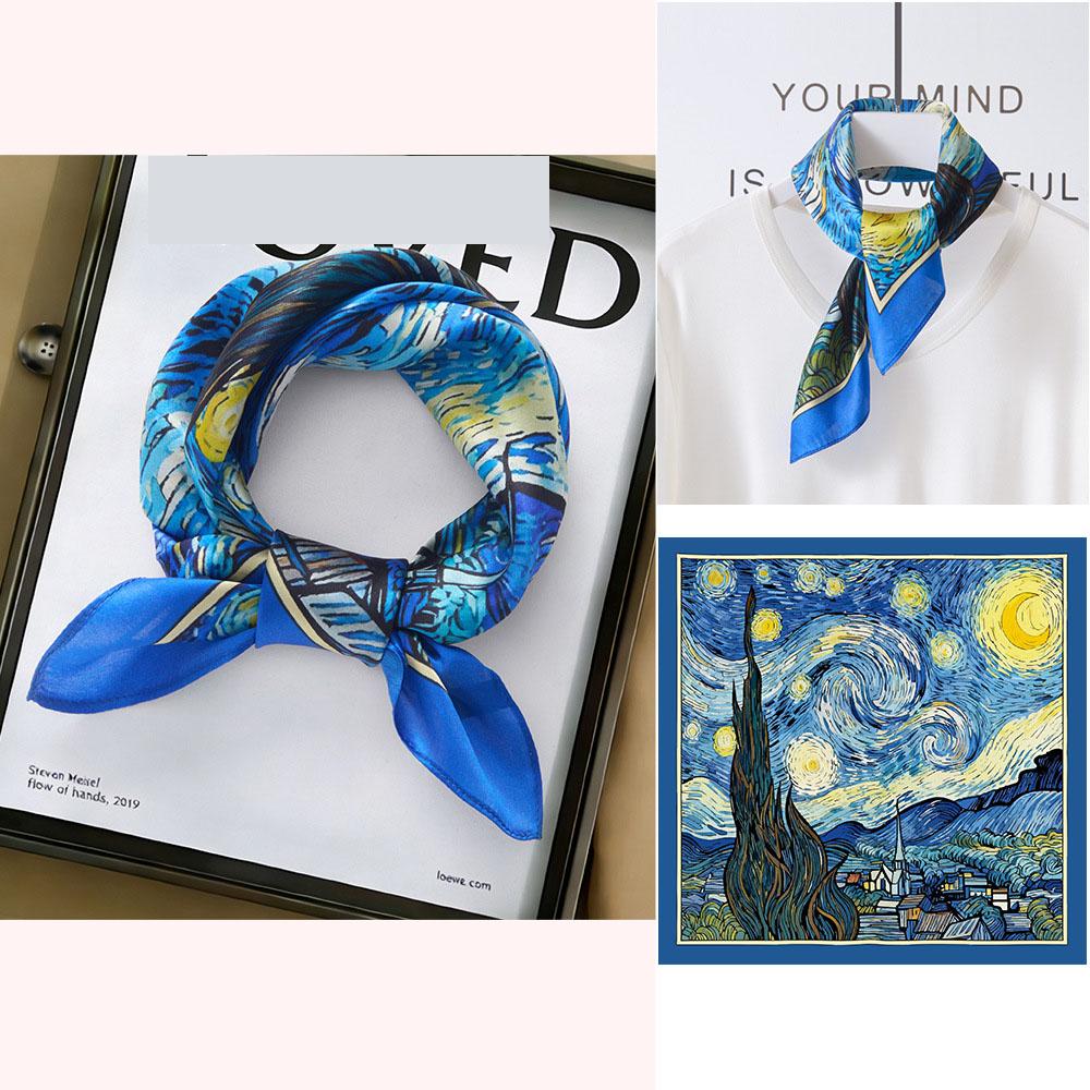 53x53cm 100% Mulberry Silk Scarf Luxury Square Hair Bandana Elegant Head Wrap Neckerchief Sunscreen Shawl for Women