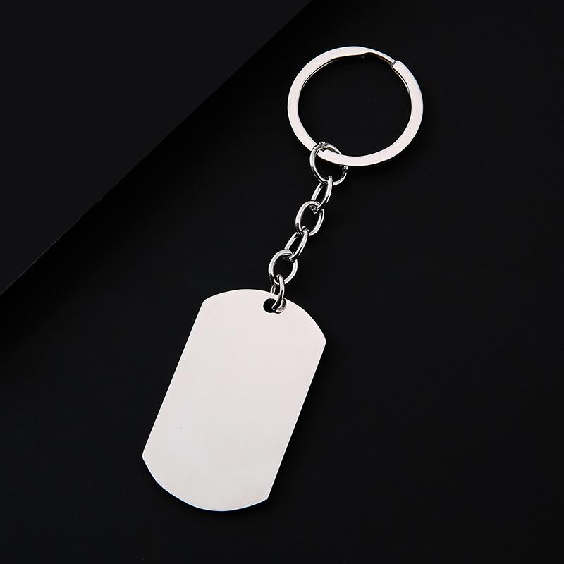Simple In-Stock Stainless Steel Dog Tag Keychain - Blank with UV Color Printing
