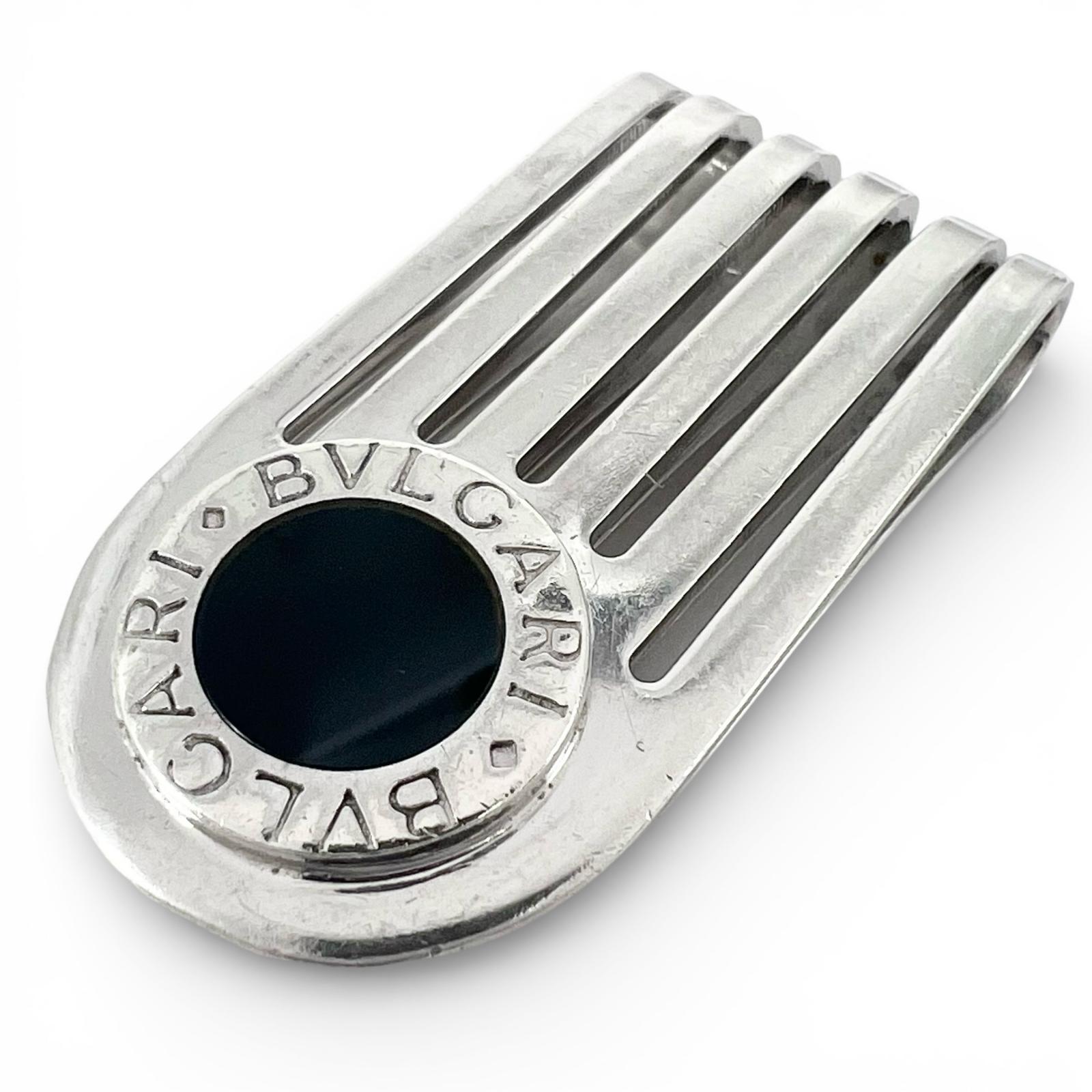Great BVLGARI Money clip Bvlgari Man Slit Silver SV925 mens Used