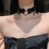 Bow Love Bell Leg Ring Female Punk Lace Thigh Jewelry Neck Strap Collar Collarbone Chain Accessory Leg Chain