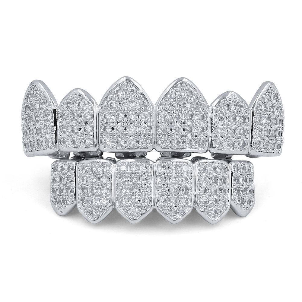 Hiphop Grillz Fashion Blue Body Jewelry Man Trendy Gold / Silver Copper With Zirconia Punk Dental Grillz