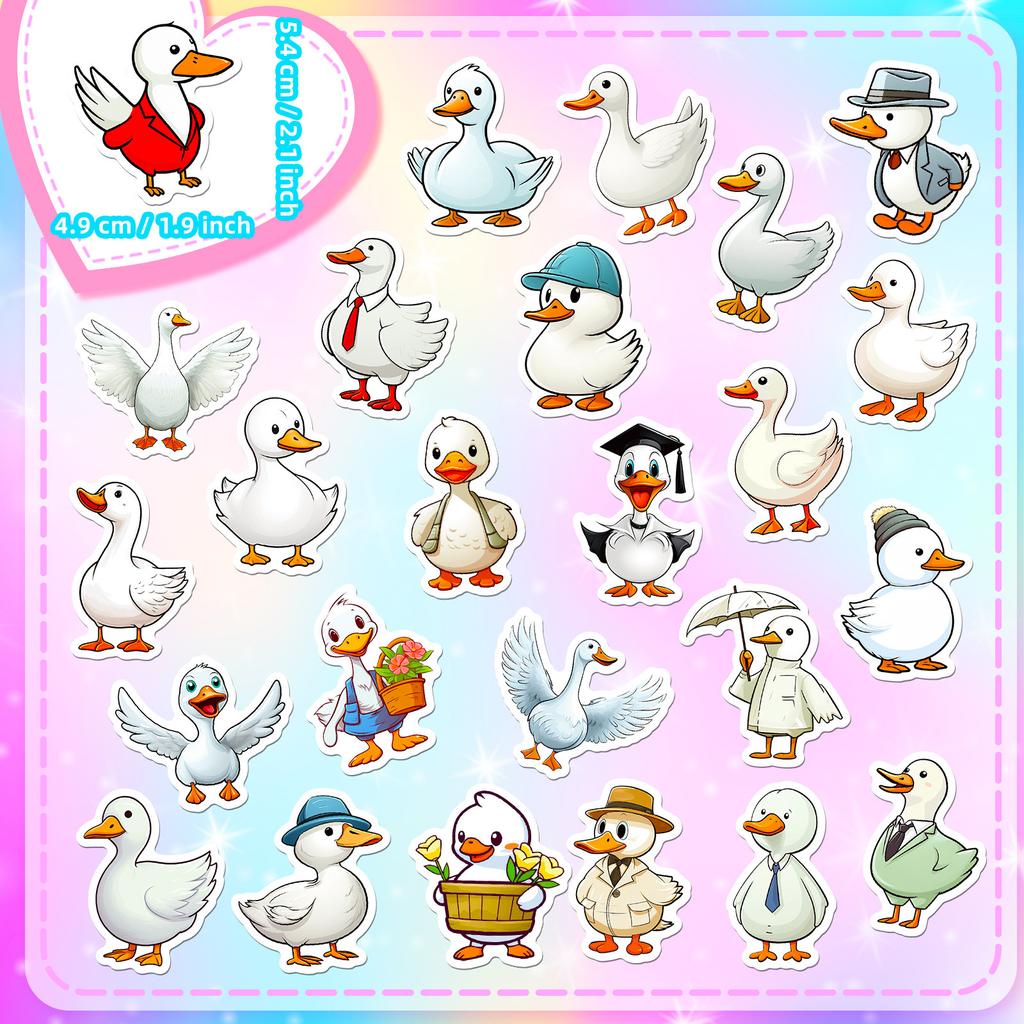 50 Big White Goose Stickers Cartoon Cute Little Duck Stickers Luggage Laptop Water Cup
