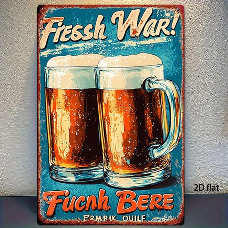 Retro Beer Theme Metal Tin Sign Bar Kitchen Wall Art Decor