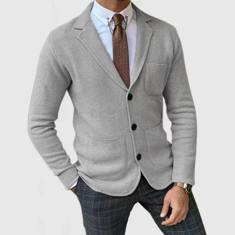Men's Knit Blazer Jacket Slim Fit Casual Business Suit Coat with Four Color Options