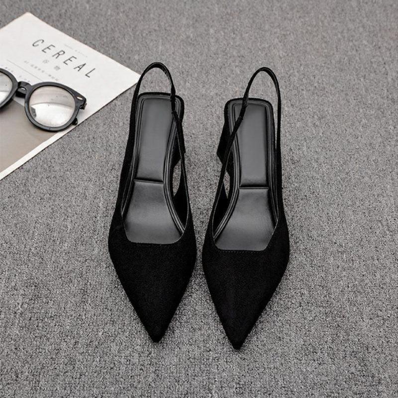 Women's Sandals Closed Half Ladies Shoes Square Heels Pointed Toe Sexy Dress Sandal Korea Asian Size Designer Daily The Best Vip